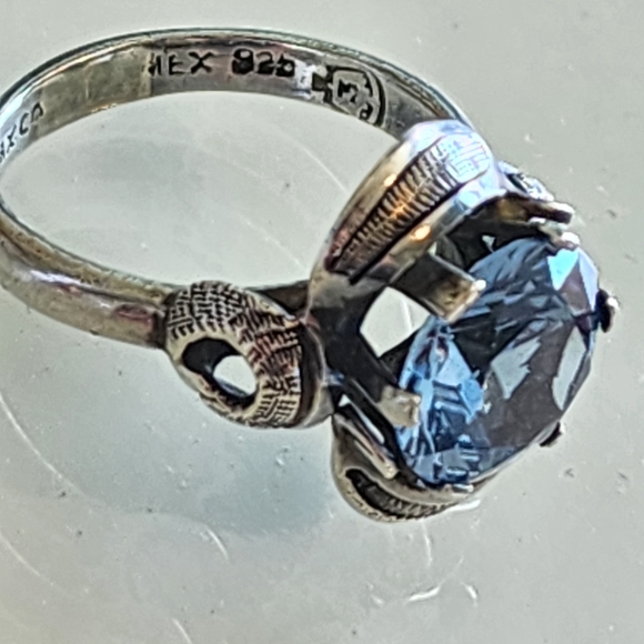 Taxco Signed Artist Signed Sterling Silver Ring Blue Gemstone Vintage Jewelry - Picture 8 of 8